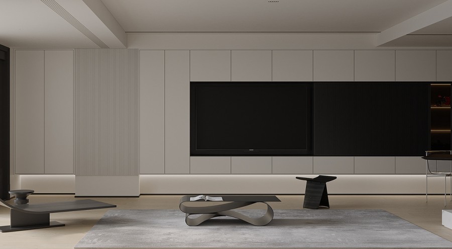 現(xiàn)代簡約大平層客廳裝修效果圖