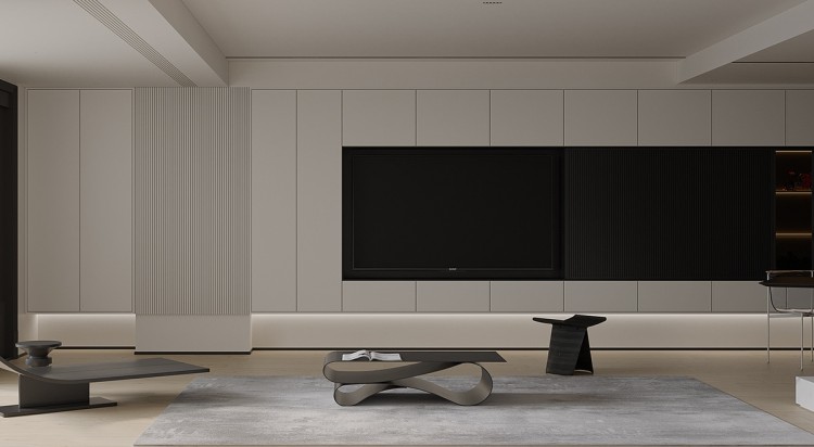 現代簡約大平層客廳裝修效果圖