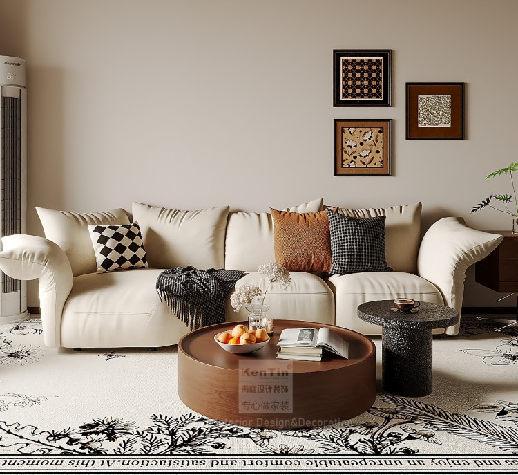 湖韻佳苑中古風(fēng)三居室裝修效果圖