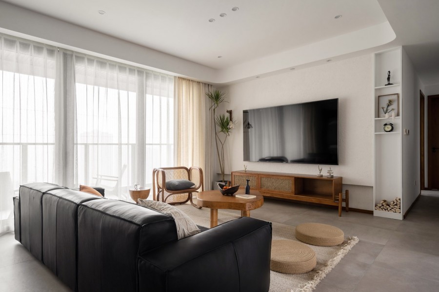 原木風三居室客廳裝修效果圖