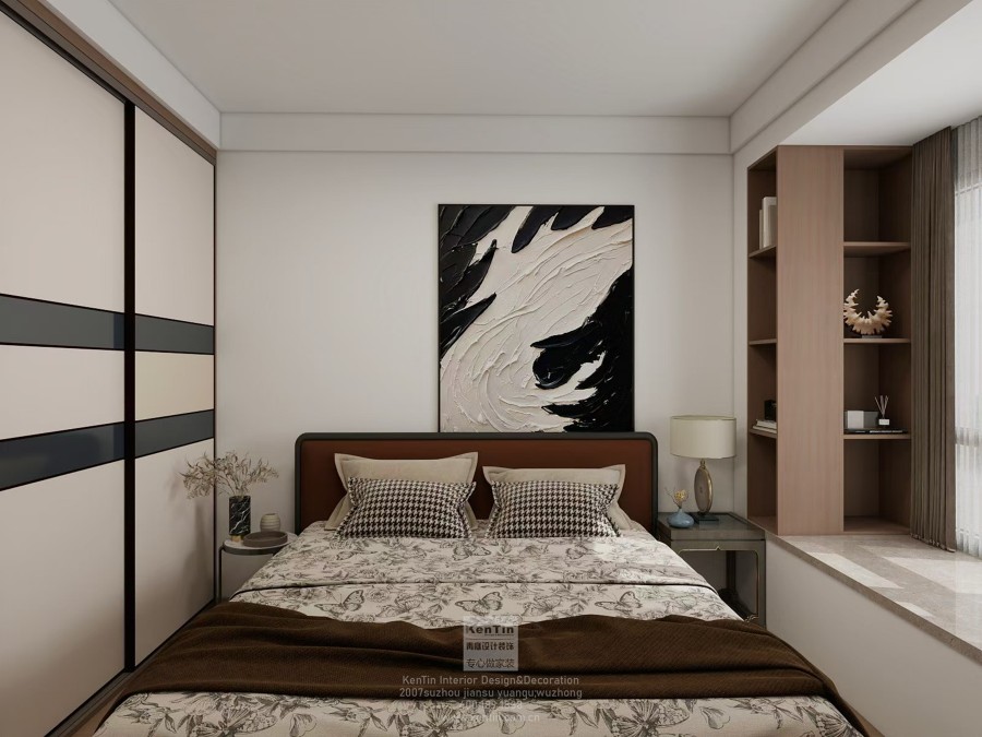 鳳凰胥岸現代簡約三居室臥室裝修效果圖