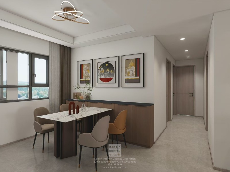 鳳凰胥岸現代簡約三居室餐廳裝修效果圖