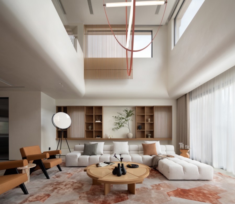 原木風別墅客廳裝修效果圖