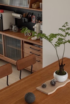 原木風三居室餐廳裝修效果圖