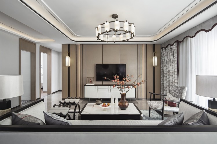 新中式三居室裝修效果圖