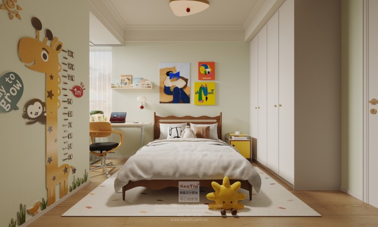 碧提雅苑奶油中古風三居室兒童房裝修效果圖