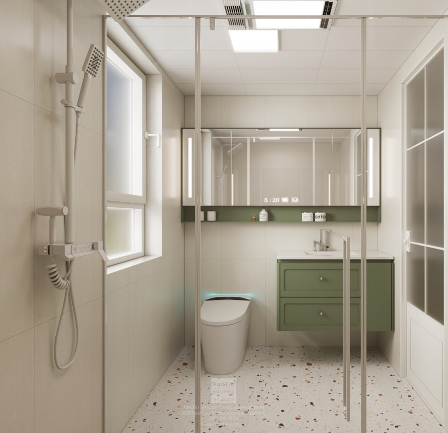 碧提雅苑奶油中古風(fēng)三居室衛(wèi)生間裝修效果圖