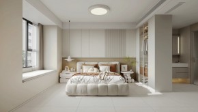 現代奶油風三居室臥室裝修效果圖