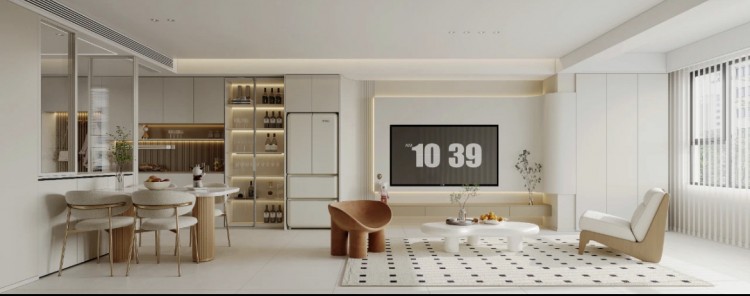 現代奶油風三居室裝修效果圖