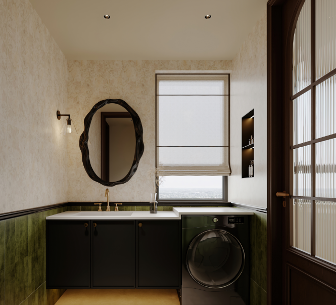 復(fù)古奶油風(fēng)三居室衛(wèi)生間裝修效果圖