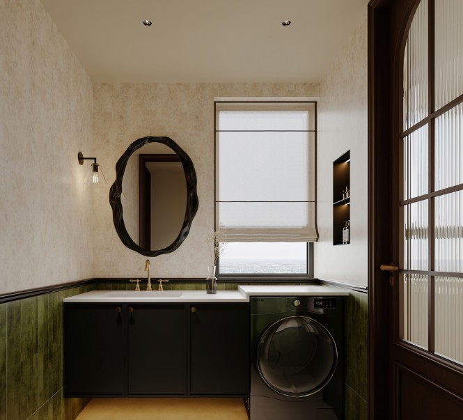 復古奶油風三居室衛生間裝修效果圖