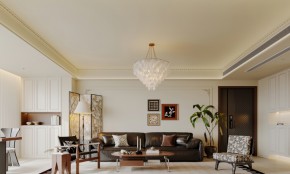 復古奶油風三居室客廳裝修效果圖