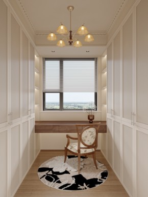 復古奶油風三居室衣帽間裝修效果圖