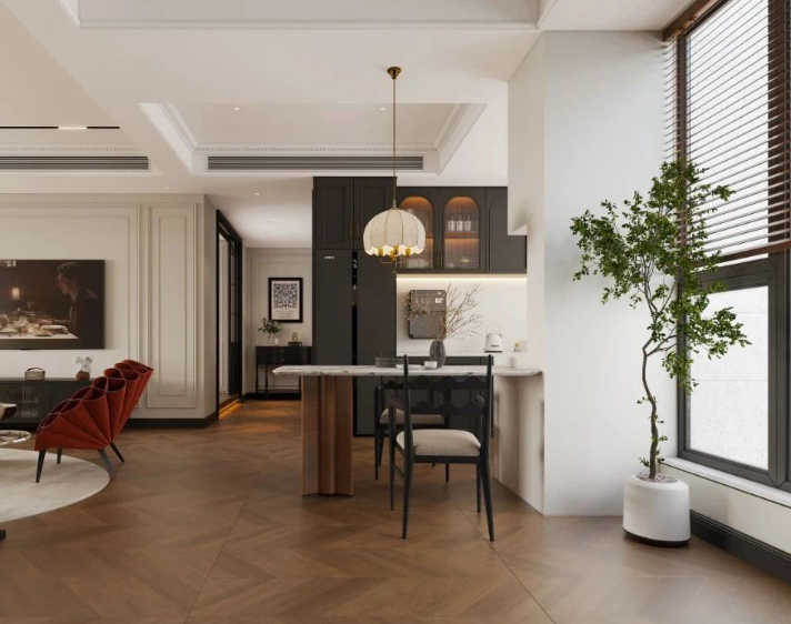 現(xiàn)代法式三居室餐廳裝修效果圖