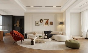 現代法式三居室客廳裝修效果圖