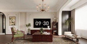 復古美式三居室客廳裝修效果圖