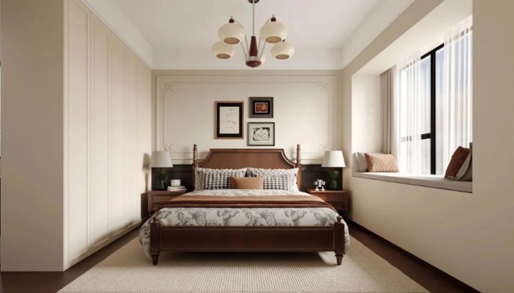 復古美式三居室臥室裝修效果圖