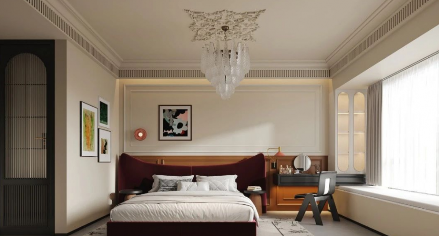 法式復古三居室臥室裝修效果圖