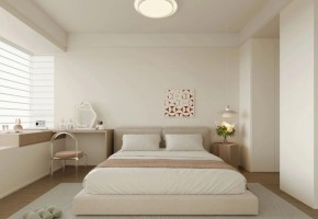 現代奶油風三居室臥室裝修效果圖