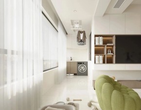 現代奶油風三居室陽臺裝修效果圖