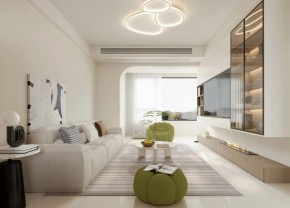 現代奶油風三居室客廳裝修效果圖