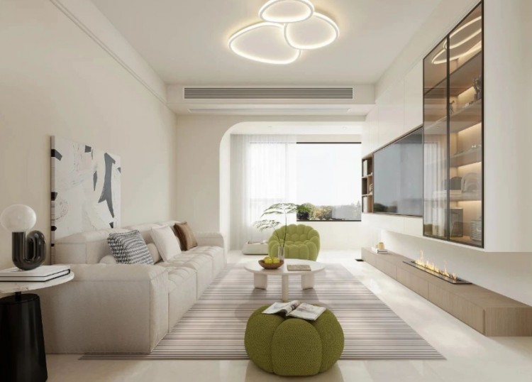 現代奶油風三居室裝修效果圖