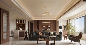 中古風三居室客廳裝修效果圖