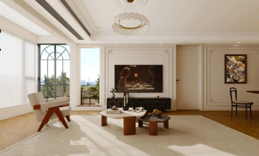 法式風格三居室客廳裝修效果圖