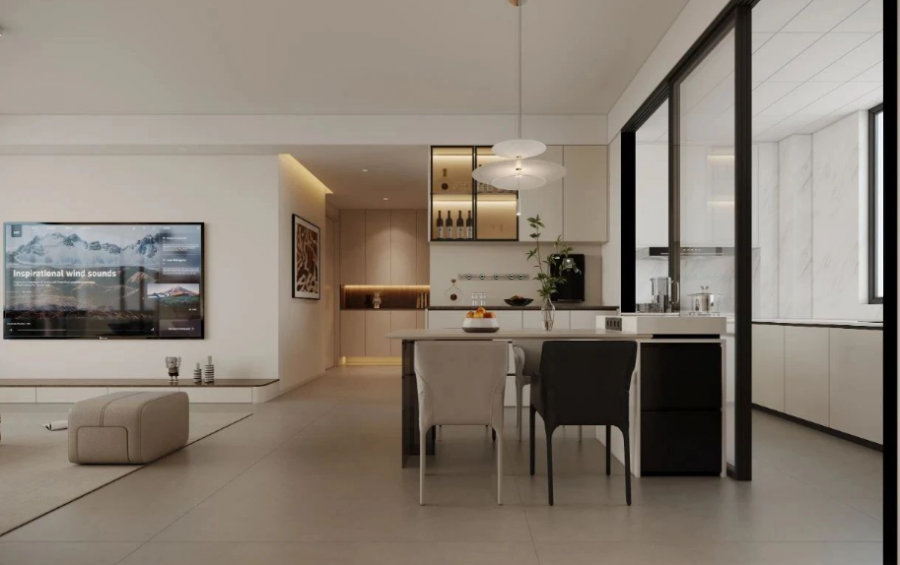 現代簡約三居室餐廳裝修效果圖