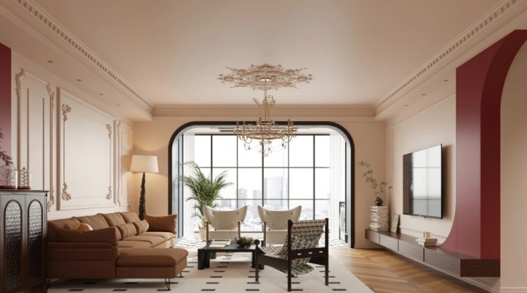 法式中古風三居室裝修效果圖