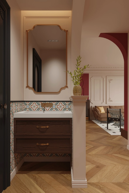 法式中古風三居室衛生間裝修效果圖