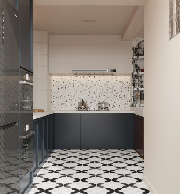 法式中古風三居室廚房裝修效果圖