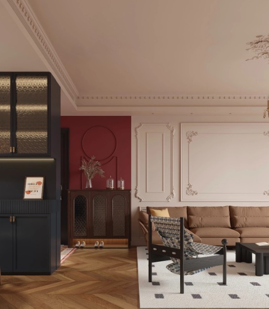 法式中古風(fēng)三居室客廳裝修效果圖