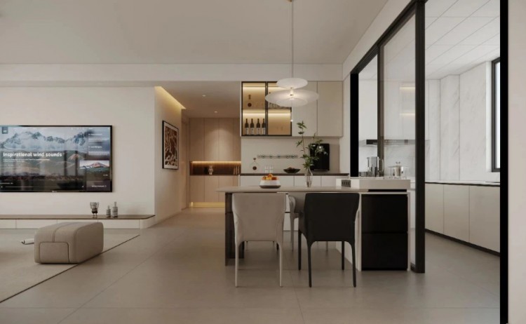 現(xiàn)代簡(jiǎn)約三居室餐廳裝修效果圖