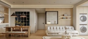 現代原木風三居室客廳裝修效果圖