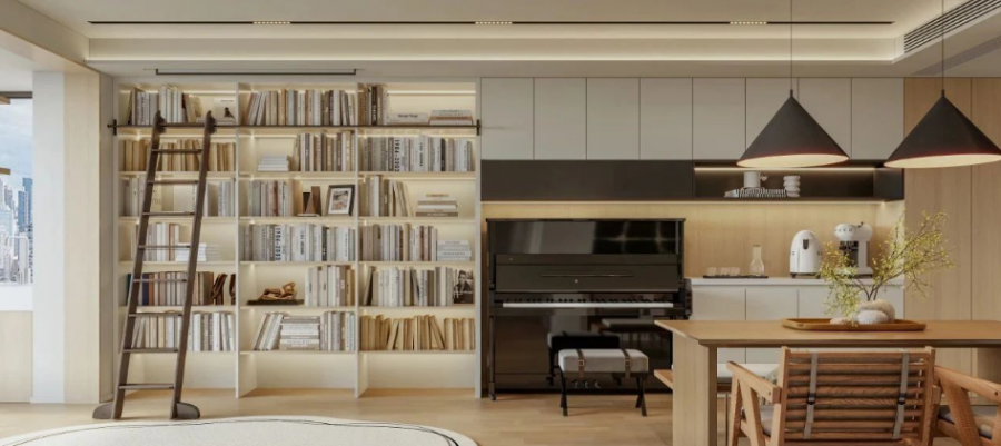 現代原木風三居室客廳裝修效果圖