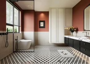 奶油中古風三居室衛生間裝修效果圖