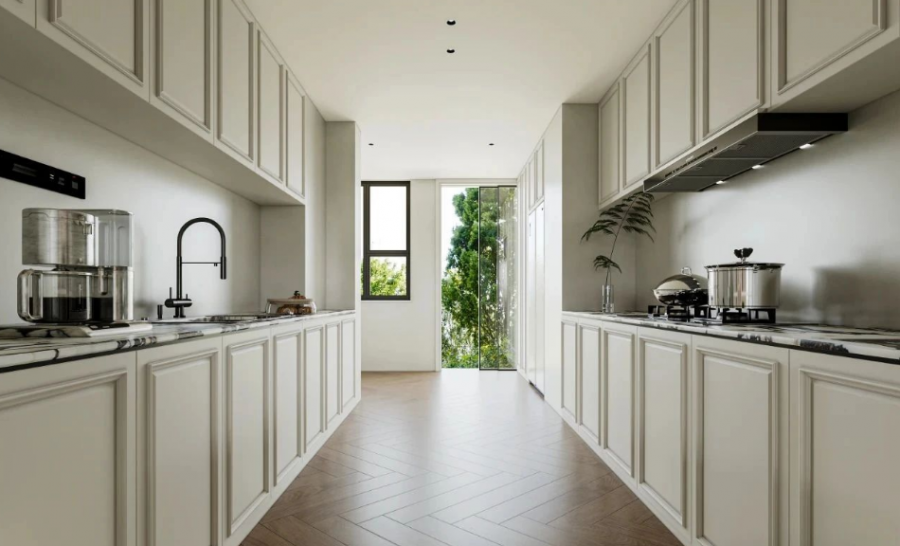 奶油中古風三居室廚房裝修效果圖