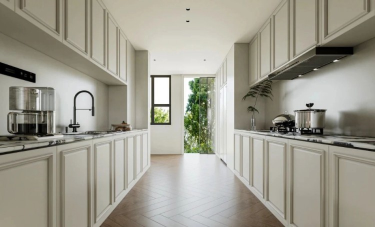 奶油中古風三居室廚房裝修效果圖