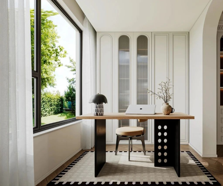 奶油中古風三居室書房裝修效果圖