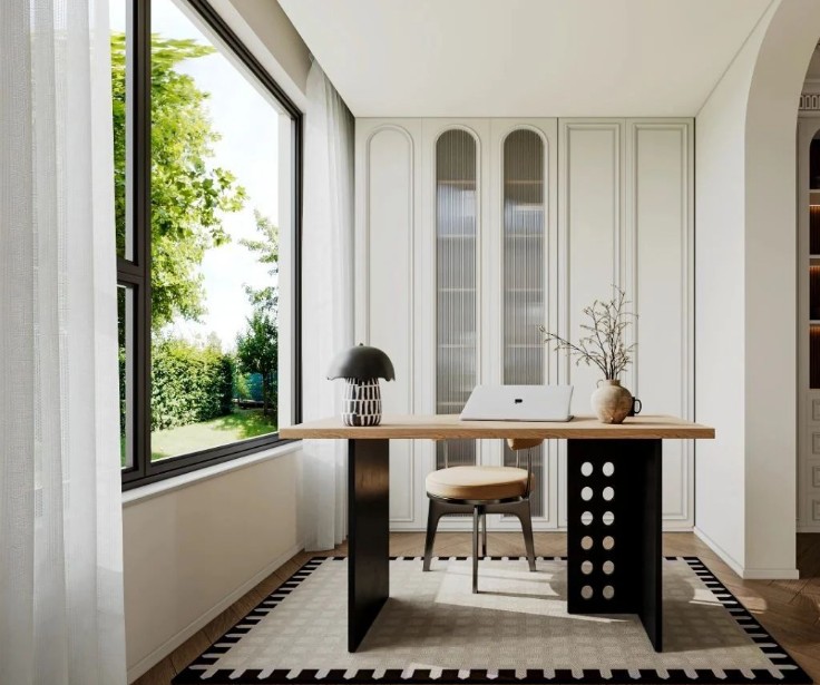 奶油中古風三居室書房裝修效果圖