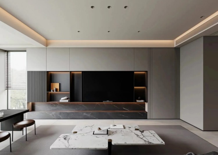 極簡意式三居室裝修效果圖