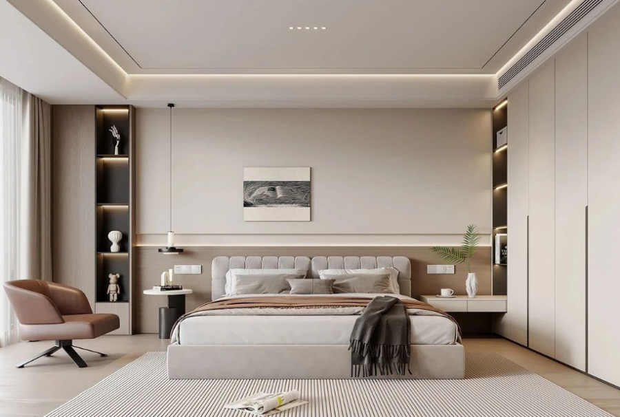 極簡意式三居室臥室裝修效果圖