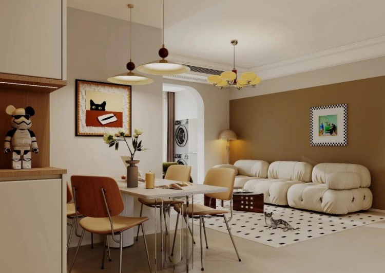 法式中古風三居室餐廳裝修效果圖