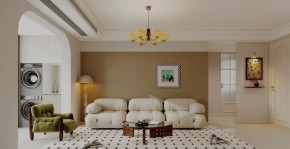 法式中古風三居室客廳裝修效果圖