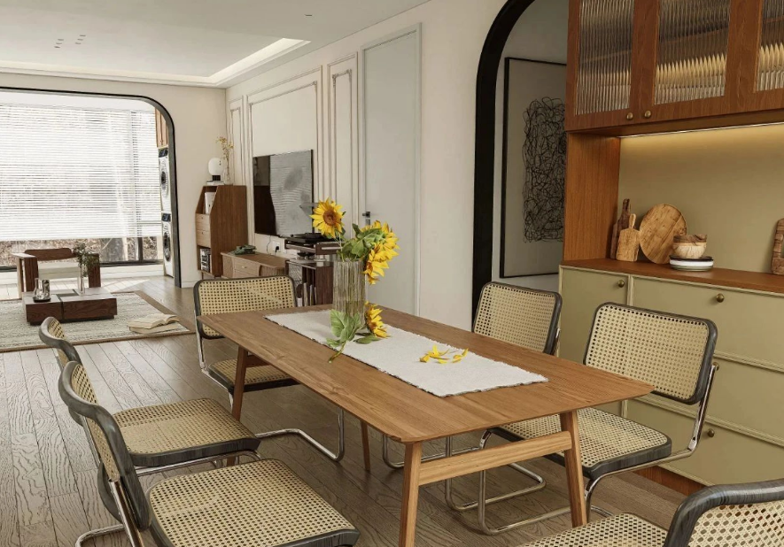 現(xiàn)代中古風(fēng)三居室餐廳裝修效果圖