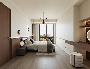 云棲隱山中古風三居室臥室裝修效果圖