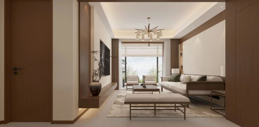 新中式三居室客廳裝修效果圖