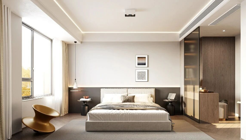 現代簡約三居室臥室裝修效果圖