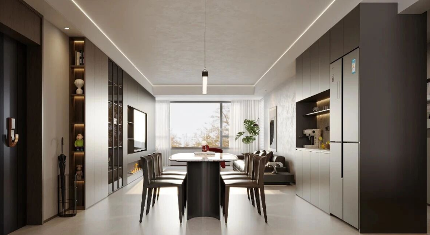 現代簡約三居室餐廳裝修效果圖
